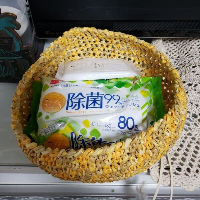 100均のペーパーヤーンで作る!出しっぱ収納