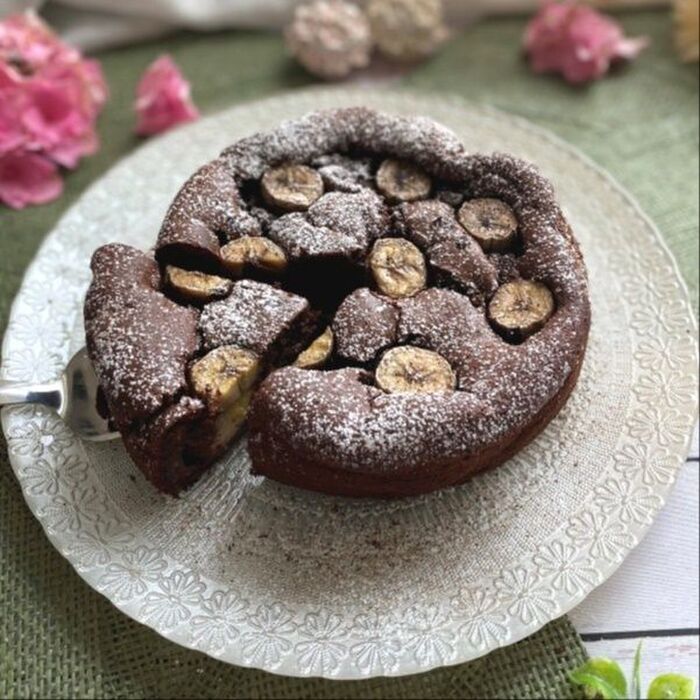 大さじ1の粉で作るスフレみたいなチョコバナナケーキ