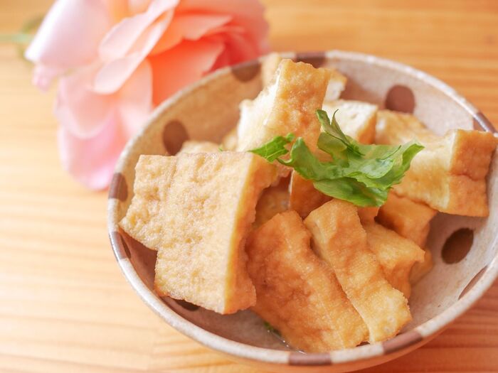 【#2 低糖質おつまみ!】レンジで厚揚げの出汁しみ