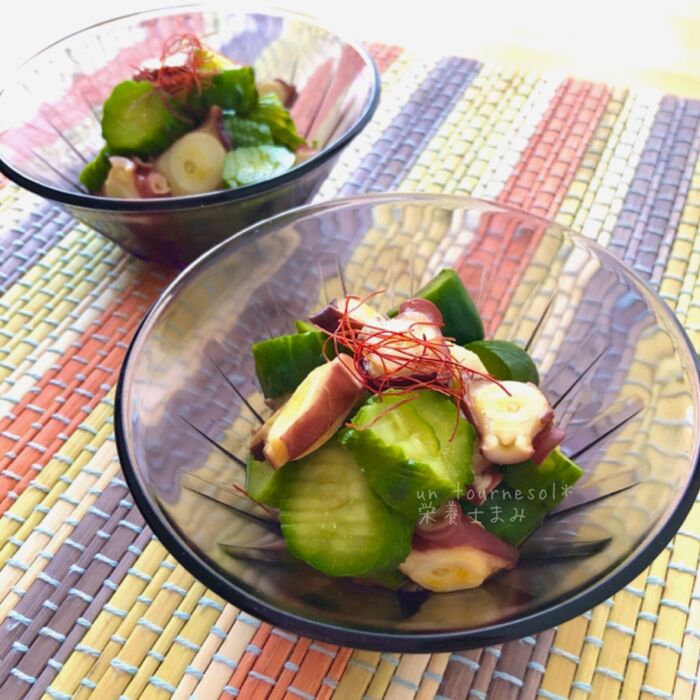 【ジャバラ切りで味を染み込みやすく】代謝促進効果‼︎きゅうりとタコのカレー酢和え