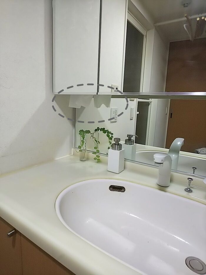 洗面台の上から ティッシュが無くなりました!