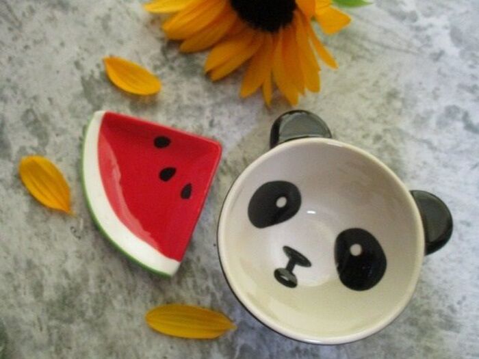 【セリア】あ~!アレを置くのに最高だね♪夏らしいモチーフの可愛いスイカ&可愛いパンダの器