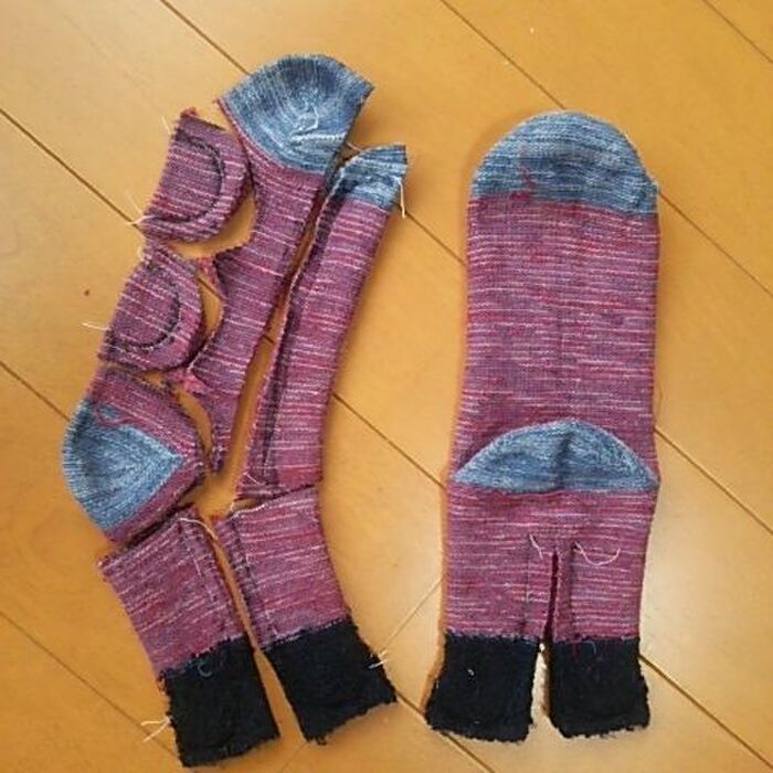 裏返して印を付け、すべてを縫ってから、切り分ける。