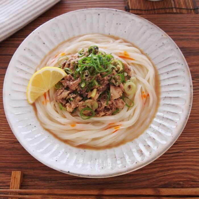 レンジだけ!夏うどん「サバぽんうどん」