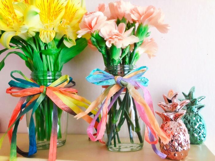 捨てないで★なめ茸の空き瓶で〜お花を飾ろう♡