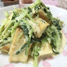 コクの秘密は隠し味にあり♪ 厚揚げと水菜の味噌マヨ炒め