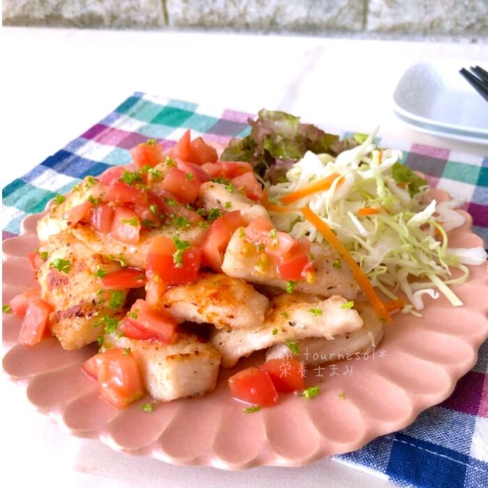 【さっぱりだれで免疫力アップ】娘ちゃんオススメ☆スティック鶏のトマト塩だれ