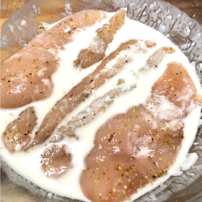➁♦︎の衣につけて、揚げ焼きにすれば完成!