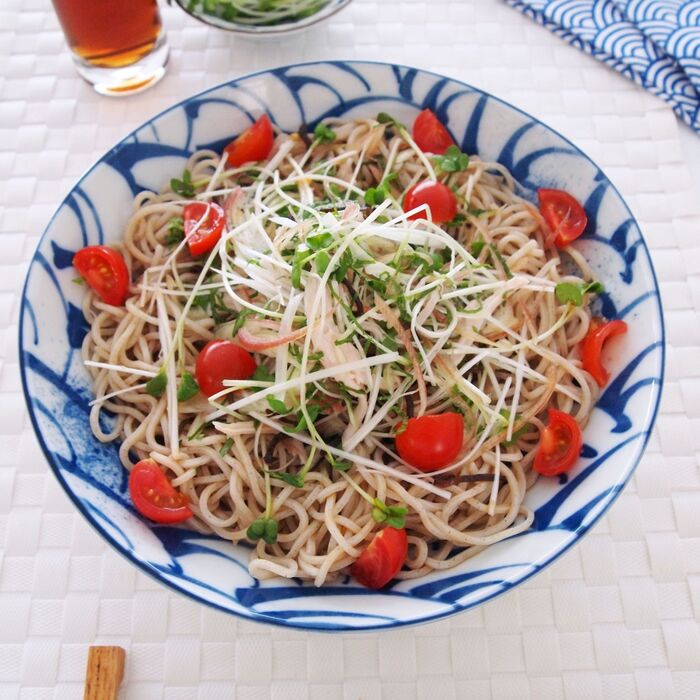 夏にうれしい!冷たいそばレシピ「たっぷり薬味の冷やし鶏そば」