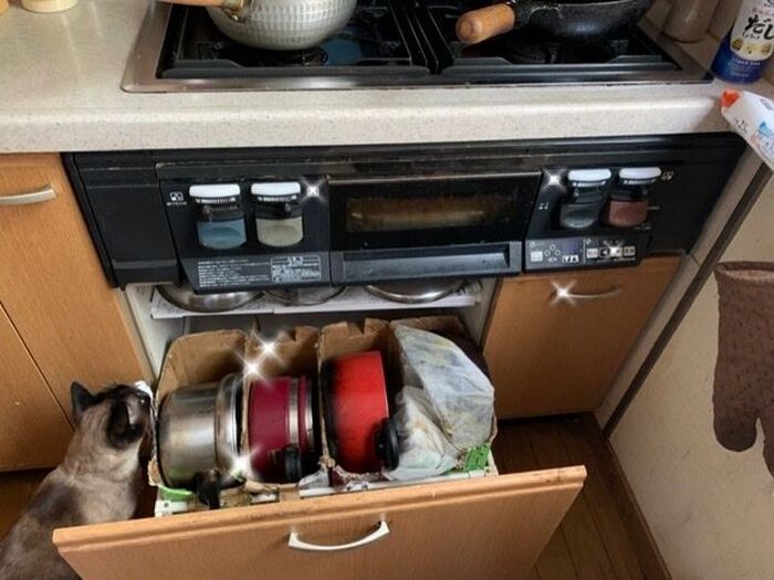 100均つっぱり棒でキッチン収納UP