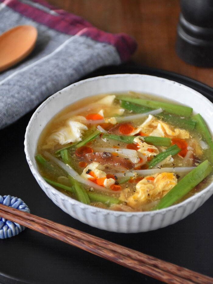 食欲が落ちる夏におすすめ!もやし入りニラ玉サンラータン