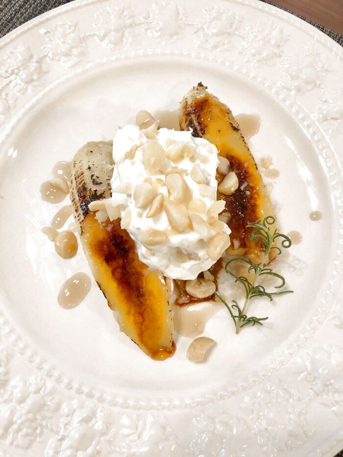 簡単デザート!バナナキャラメリゼのマカダミアナッツクリーム