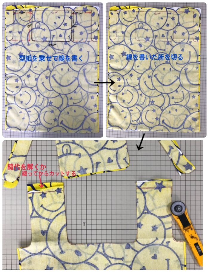 型紙に合わせて切る