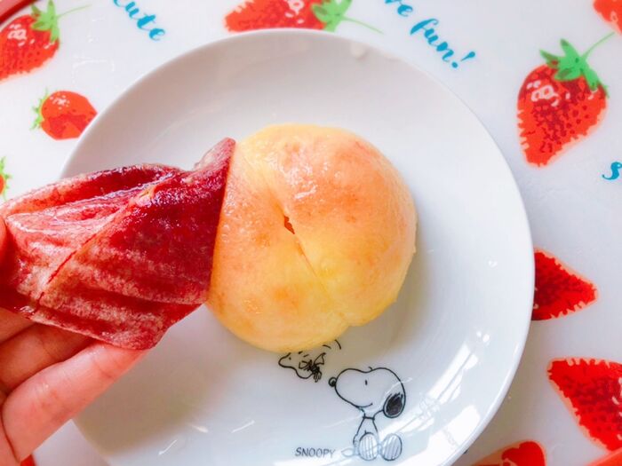 桃を美味しく♡皮むきは赤道ラインでカット♡