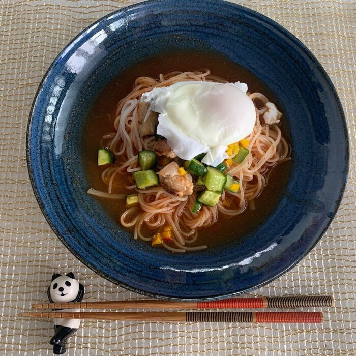 グルテンフリーの麺ランチ 米粉100％ 『田守り親子冷麺』作りましたっ♪