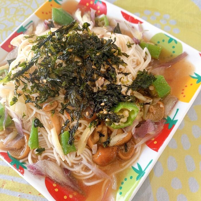 ねばねばピリ辛ぶっかけ素麺