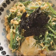 面倒くさいときの簡単レシピ おかひじき入り玉子丼