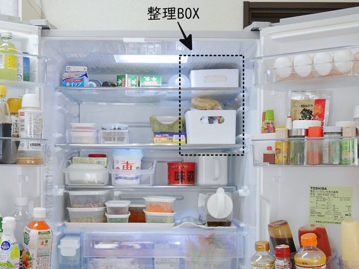 整理ＢＯＸは冷蔵庫の食材ストックに活用 