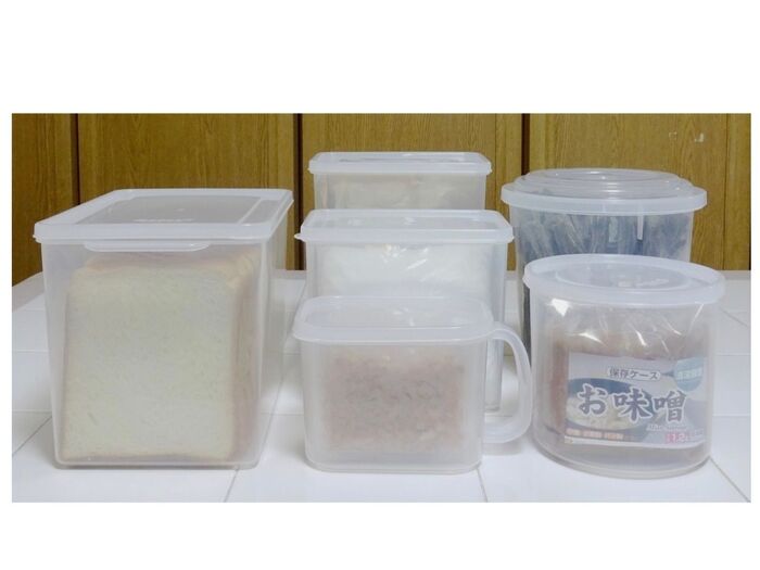 シンプル透明な食品保存ケース6種類。よく使う食材を"見えるストック”に♪