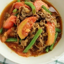【レシピ】牛こま肉とトマトのカレー炒め
