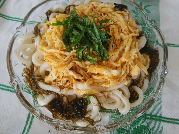 もずく酢で簡単さっぱり★中華冷やしうどん