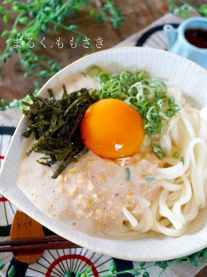 これを入れると♥ふっわっふっわ~とろとろ納豆の冷やしうどん