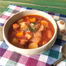 【娘ちゃん絶賛あったかスープ】りんごジュースdeミネストローネ☆疲労回復効果にオススメ☆