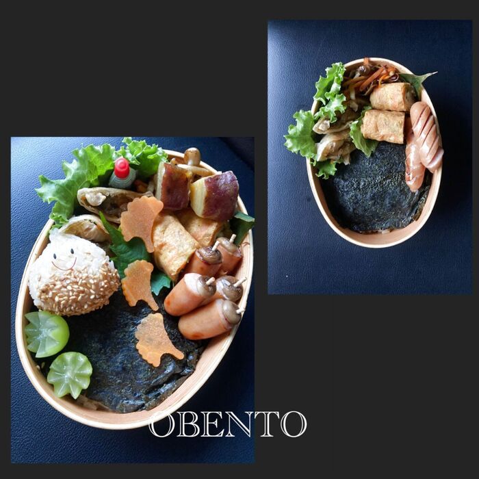 いつもの海苔弁🍙具材同じで秋弁当🍁