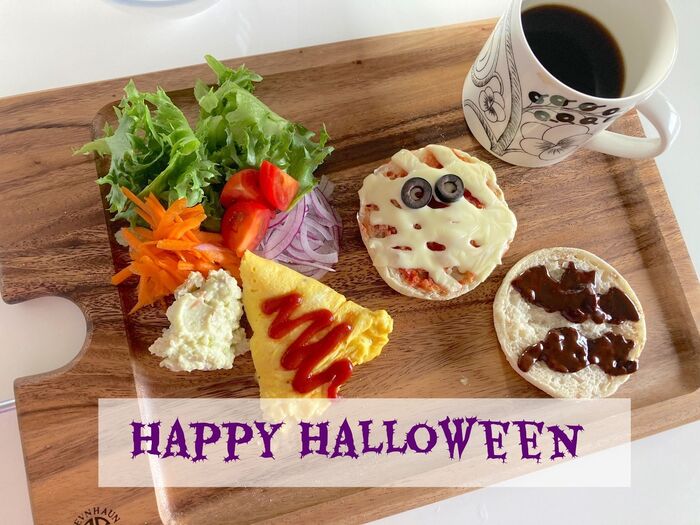 イングリッシュマフィンで🎃ハロウィンプレート