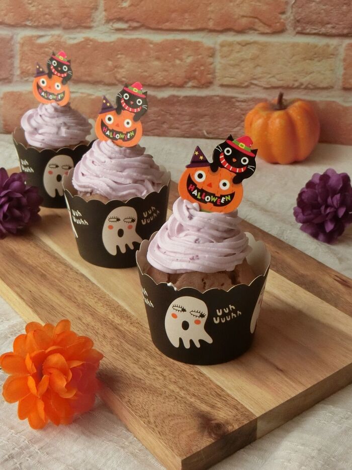 ホケミ★チョコマフィンの紫芋クリームのせ