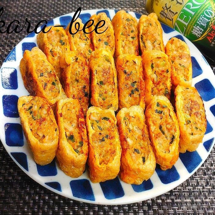 簡単激ウマ♪ビールが進む!キムチーズ油揚げ餃子