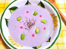 レモンでピンクに色変🎵紫じゃがいものポタージュ