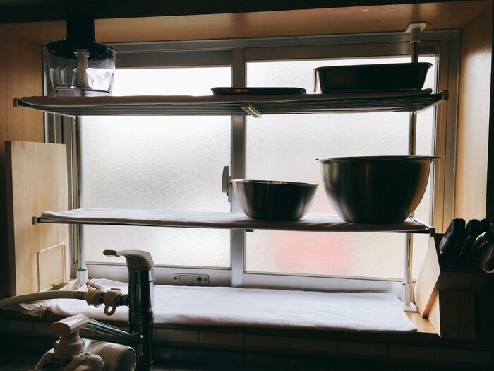 上段・中段にはよく使用する調理器具も配置します