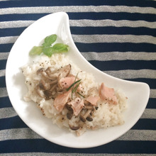 土鍋でアルデンテ*鮭としめじのリゾット