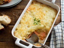 サーモンとマッシュポテトのクリームグラタン。我が家の定番♪