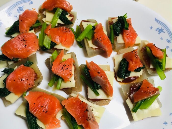 ヤーコンカナッペの準備