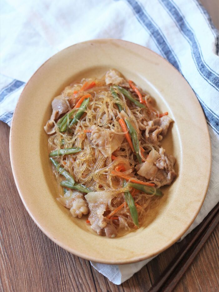 下味冷凍で簡単すぎ!お弁当にも嬉しい豚肉のチャプチェ【下味冷凍レシピ】