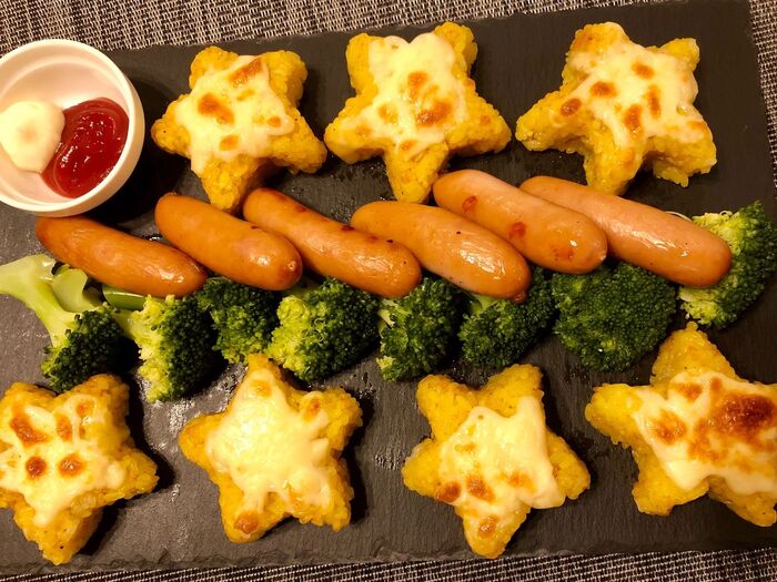 カレーマヨチーズの星焼きおにぎり☆