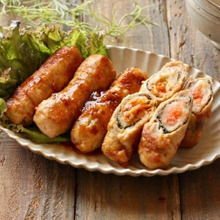 照りてり!ちくわの肉まきキムチーズとたらこチーズ