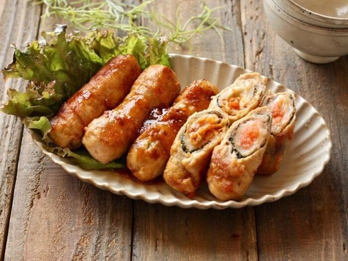 照りてり!ちくわの肉まきキムチーズとたらこチーズ