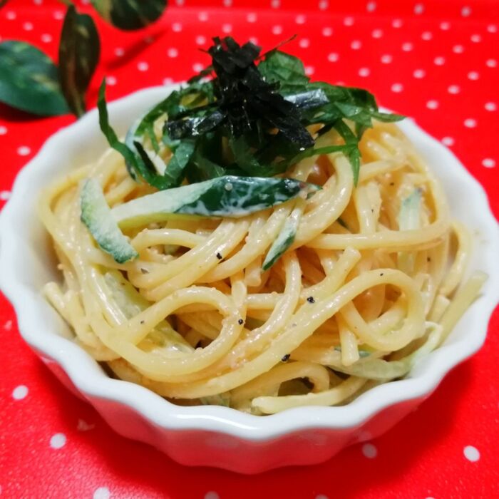 明太子が無くても『明太子スパサラ』きゅうりの千切り方法♡