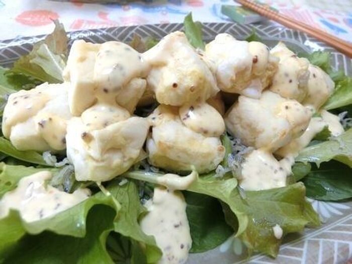 エアーオーブンでヤミツキ新食感♪ 揚げ豆腐とじゃこのサラダ