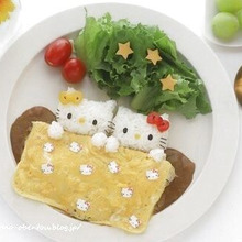 おやすみキティちゃん&ミミィちゃん仲良しデコオムカレー