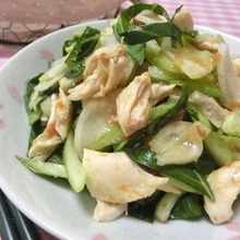 青梗菜は生も美味しい♪ 青梗菜とカブとささみの梅ごまサラダ