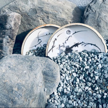 大鉢が真っ二つに割れたので庭の飾りに