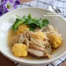 フランスの白い煮込み料理♡ 会津地鶏deフリカッセ
