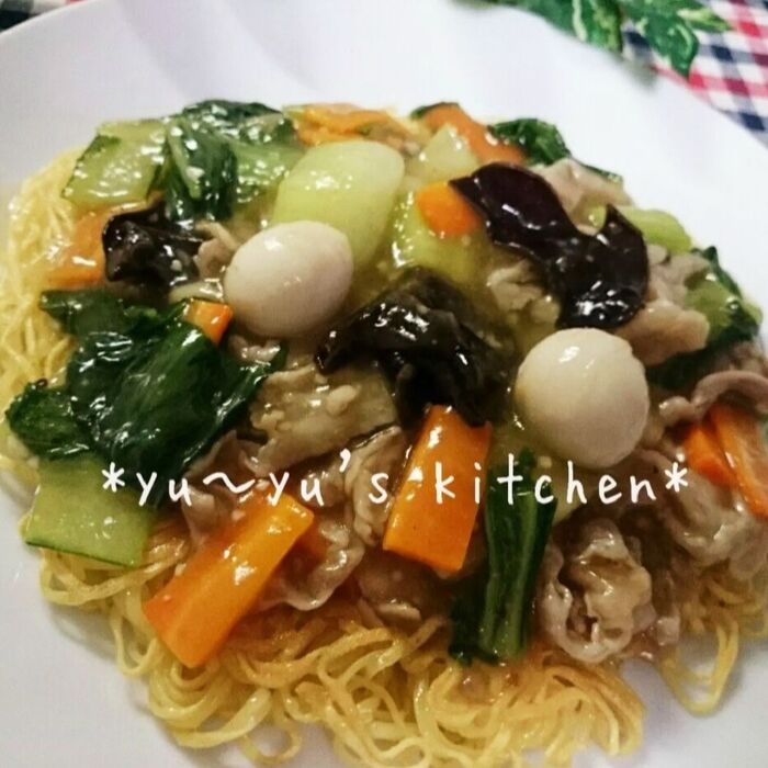 袋麺で♡餡かけ焼きそば♡簡単で めっちゃ美味しい♪