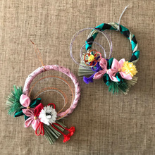 セリアしめ縄リメイク★鬼滅の刃をイメージした市松模様と麻の葉模様のお正月飾り