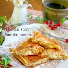 サクサク!アップルパイ風♪ホットサンド(簡単♪切って混ぜるだけ⁉裏ワザりんごジャム入り)