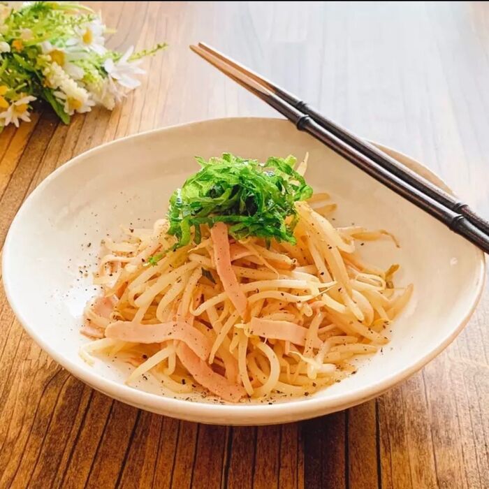 【超簡単】もやしとハムのバター醤油♪